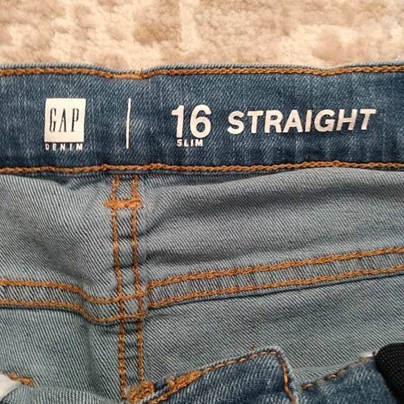 Gap Denim Adjustable Waist Straight Jeans 16 Slim Blue - Picture 3 of 16